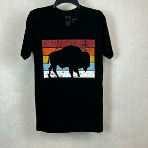 Texas True Threads Shadowed Buffalo Short Sleeve T-Shirt Sz Small Black Stripe S